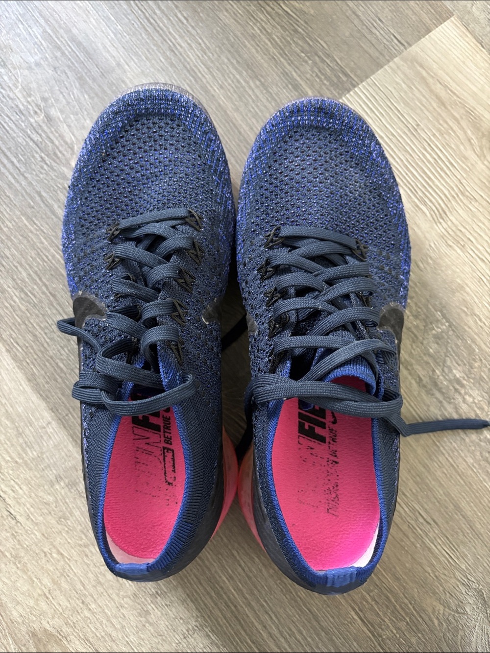 Nike Women’s Navy Knit Athletic Shoes with Pink Insole